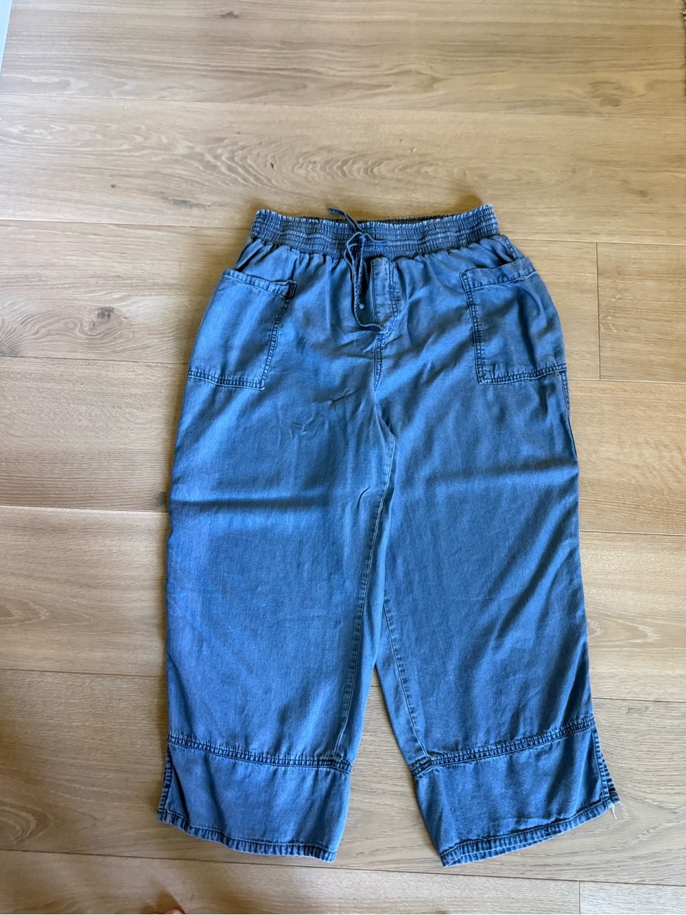 Westbound Blue Cropped Drawstring Pull-On Pants